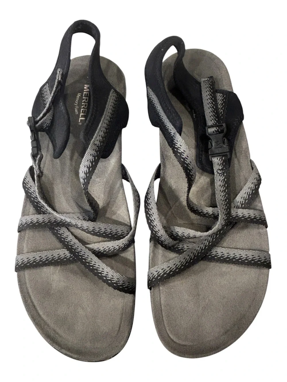Merrell Women’s 11 Black Charcoal Strappy Sport Sandals Air Cushion Memory Foam
